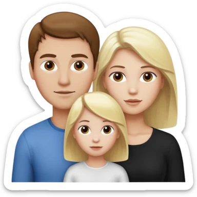 man with brown hair and white skin and woman with blonde hair and white skin couple with 1 kid with blonde hair and white skin sticker