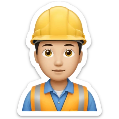 The narrow-eyed Chinese construction worker sticker