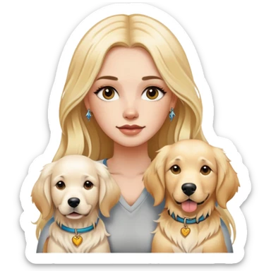 a  white girl with long hair with tattoo 2 white golden retriever  sticker