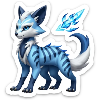 Elemental cool badass edgy realistic feral Genet-Absol-Kyurem-Zeraora-Primagen-fusion-creature  sticker