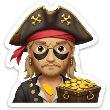 pirate with treasure. sticker