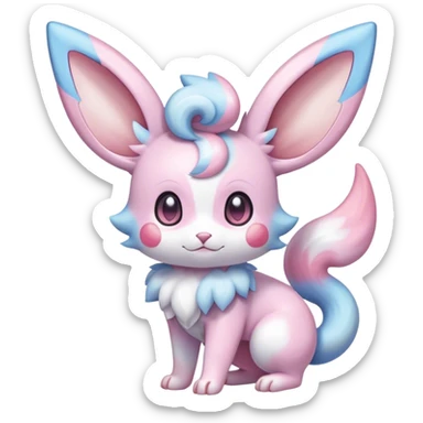 Shiny Vibrant Colorful Rare Sylveon-Minccino-Espurr-creature-hybrid sticker