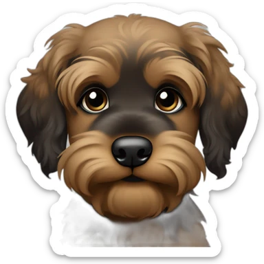 bouvier fawn brown and black puppy face very long hair sticker