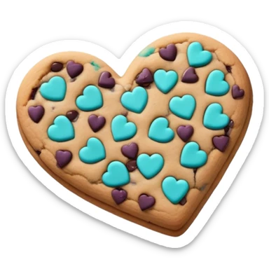 Purple and teal chocolate chip cookie heart sticker