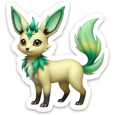 Multicolored sparkly light pale pastel whitish pretty cool elegant realistic planty exotic Trico-Bolthund-Electrike-Umbreon-Leafeon-hybrid, full body sticker