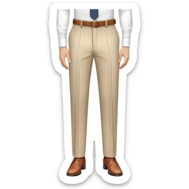 beige dress pants with only white vertical stripes, no horizontal lines, formal trousers with cuffed hem, pinstripe pattern, no grid or checks, isolated garment only sticker