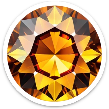 extreme up close amber round cut holographic gem with black metal accent with extra faceted gem sticker