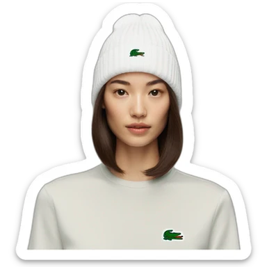 Brunette lacoste beanie with lacoste sticker