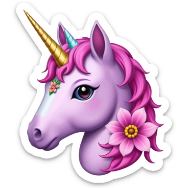 tattoed flower unicorn sticker