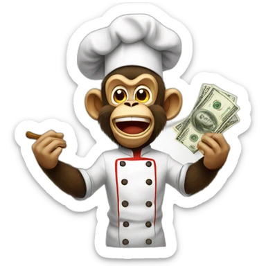 mad monkey chef with burned cash sticker