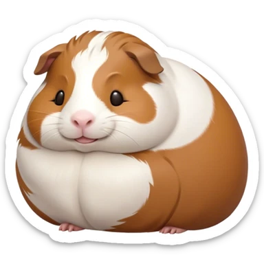 Meme-Worthy Cute Sleeping Brown and White Banded Guinea Pig Portrait Emoji, Head resting peacefully with a contented smile, showcasing a delightfully chubby build and a luxuriously soft banded fur of brown and white, eyes shut in a serene, cozy nap, Simplified yet hilariously adorable features, highly detailed, glowing with a soft, drowsy light, high shine, relaxed and utterly lovable, stylized with an air of playful laziness, bright and heartwarming, soft glowing outline, capturing the essence of a comically sleepy guinea pig, so meme-worthy it feels like it could instantly become the next viral sensation of adorable slumber! sticker