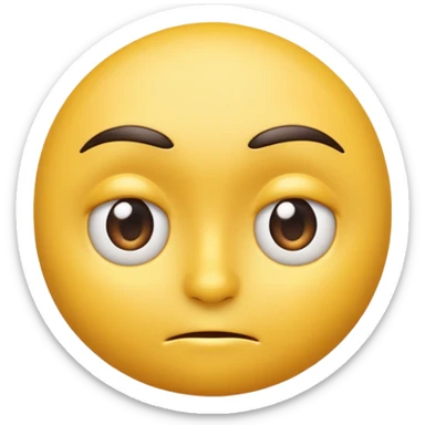A 3D yellow emoji face giving a side-eye expression, one eyebrow raised, eyes looking sideways with a slightly skeptical or unimpressed look, clean white background, realistic shading, high detail, glossy texture, centered composition. sticker