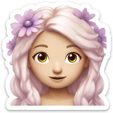 Beautiful, flower fairy, white long, light pink hair, big wings, white skin, light violet eyes  sticker