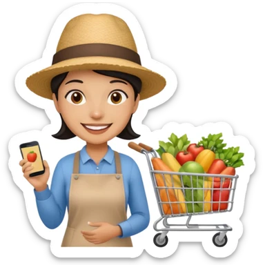 build me a personalized emoji whee it's a smart cart for grocery and a latino looking face that works as jack of all trades or wearing different hats sticker