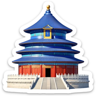 Temple of Heaven in Beijing, circular blue roof temple, ancient Chinese religious building, emoji style sticker