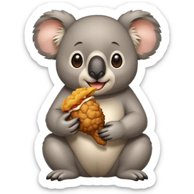un koala comiendo una pieza de pollo sticker