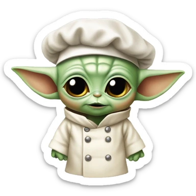 baby yoda wearing chef hat sticker