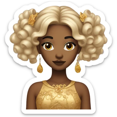 Create the zodiac sign leo as a girl with elaborate makeup and dress that matches the zodiac sign  sticker