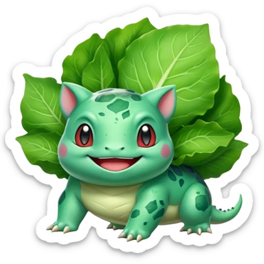 Bulbasaur with a big lettuce on back  sticker