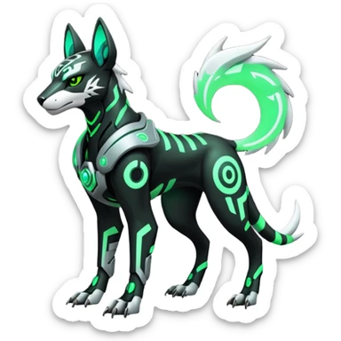 Black and green cyberpunk intricate neon glowing grey white futuristic cyborg-Houndoom-Tigress-Luxray-Gryphon-fusion (full body) sticker