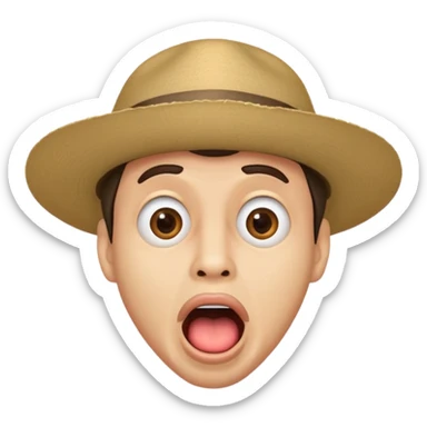 homme créole réunionnais  étonné  bouche ouverte avec chapeau sticker