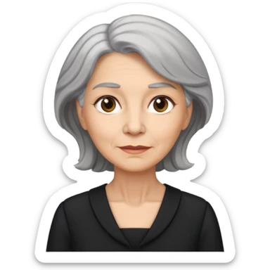 i need an image of a older woman named bonny who is a bind fund manager. where dark black professional dress with grey hair sticker