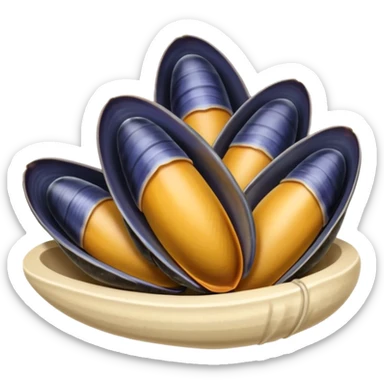 simple cartoon emoji of 3 open mussels sticker