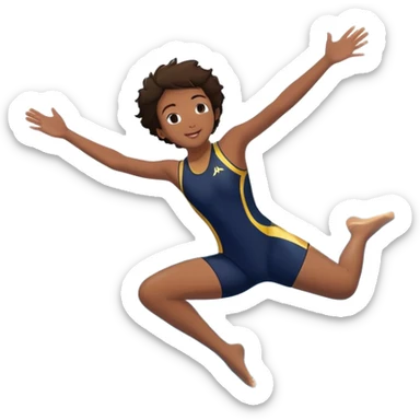 A young person leaps boldly into a sparkling pool named “Confidence,” arms wide, surrounded by skilled divers mid-air. Though less experienced, their fearless energy shines, symbolizing the courage to grow alongside greatness. sticker