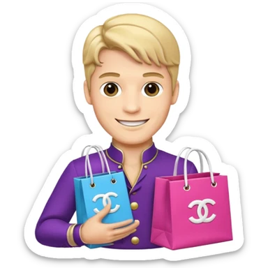 prince holding Chanel gift bags sticker