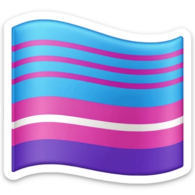 I want a flag, I want the first stripe at the top of the flag to be pink 🩷. I want The middle stripe to be the color purple 💜. And finally the bottom stripe I want the color blue 💙. Only those three colors in that exact order, pink, purple, blue. Make the colors more vibrant. No white. sticker