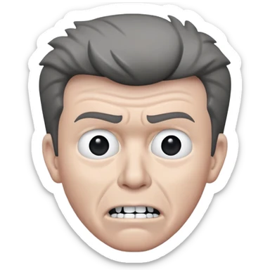 Really Wide Rick Astley with a kinda worried face but his upper teeth are sticking out and he is gray and you could barely see parts of him and the background is pitch black sticker