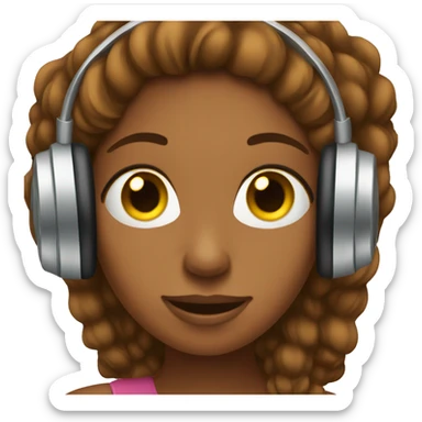 brown headed girl listening to music  sticker