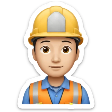 The narrow-eyed Chinese construction worker sticker