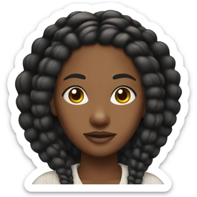black woman with knotless braids and lashes sticker