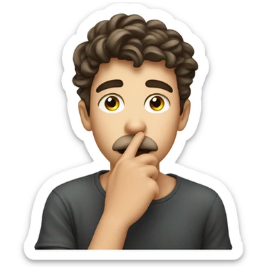 a young man of European appearance covers his mouth with his hand sticker