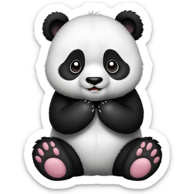 cute panda with grimacing face and paws on cheeks sticker