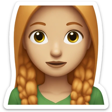 Beautiful girl with straight ginger hair with middle parting and green eyes sticker