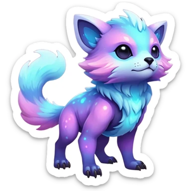 Epic Edgy Cute Colorful Vibrant Pastel Nebula Modern Vernid-Protogen-creature-animal, full body sticker