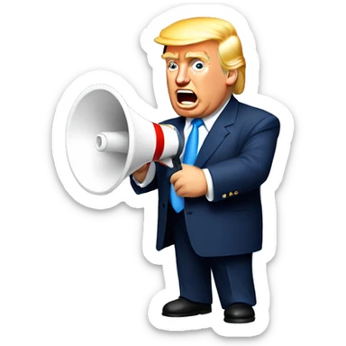 donald trump holds loudspeaker sticker