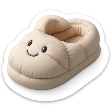 single fluffy slipper with a cute face, cushion style sticker