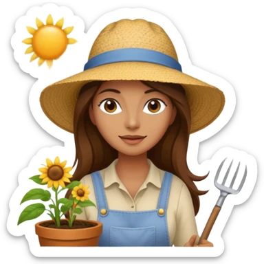 long brown hair woman Gardening sticker