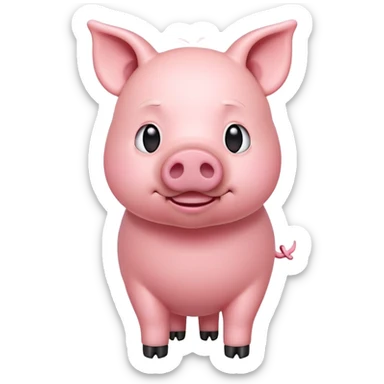 cinematic-[pig]-realistic-full-body-standing-emoji,-tail-flicking-lazily,-head-tilted-dramatically,-sleek-[pink]-skin,-simplified-yet-realistic-focused-features,-highly-detailed,-glowing-with-an-almost-sarcastic-glow sticker
