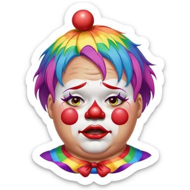 Woke overweight liberal crying with rainbow hair and clown makeup sticker
