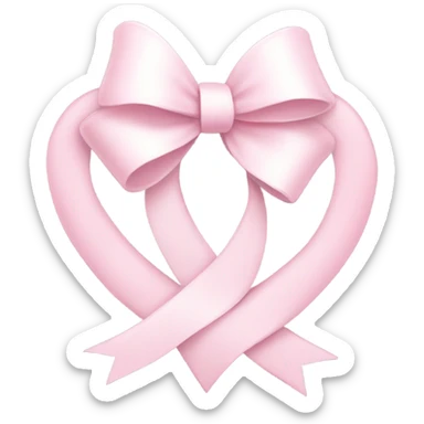 white heart with light pink ribbon bow sticker