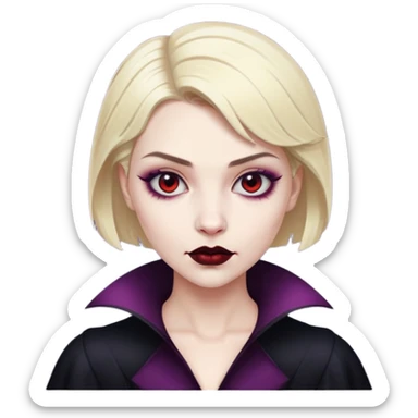 blonde vampire woman with short hair and white skin sticker