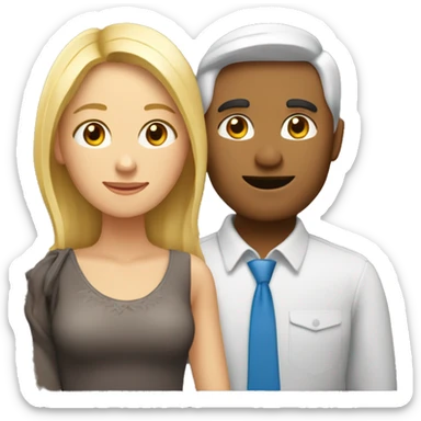 un homme brun et une femme blonde se font un câlin  sticker