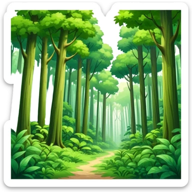lush green forest with tall trees sticker