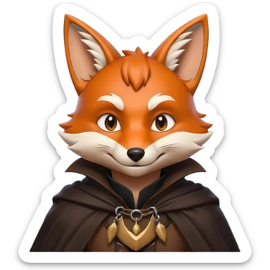 thief fox portrait, head and shoulders only, cunning grin, shadowy cloak collar, stealthy look, 3D cartoon, mobile game icon style, clean background, no text, no watermark
 sticker