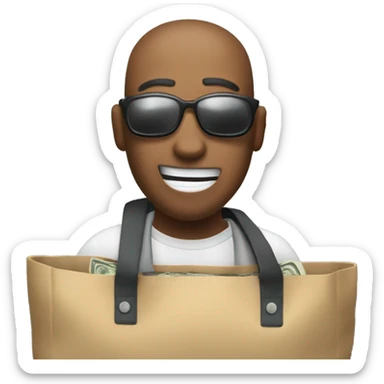 Ladron escapa llevando una bolsa de dinero do sticker