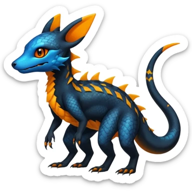 Anthropomorphic Scaley Exotic Salandit-Aurorus-Umbreon-Fakémon-hybrid-creature (full body)  sticker